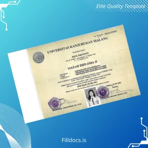 Fillable Indonesia Universitas Kanjuruhan Malang Diploma II Certificate Template Preview - FillDocs