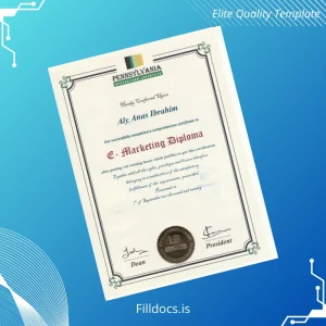 Fillable International University E-Marketing Diploma Template Template Preview - FillDocs