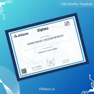 Fillable Ireland Alison Diploma in Food Safety Template Template Preview - FillDocs