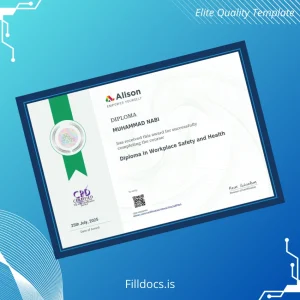Fillable Ireland Alison Diploma in Workplace Safety and Health Template Template Preview - FillDocs