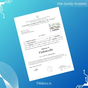 Fillable Italy Conservatorio di Musica F. Cilea Diploma in Cello Template Preview - FillDocs