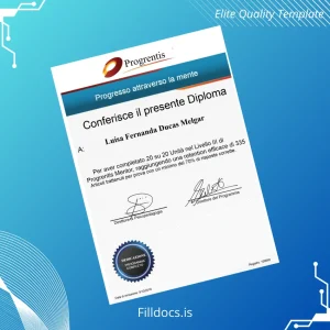 Fillable Italy Progrentis Diploma Certificate Template Preview - FillDocs