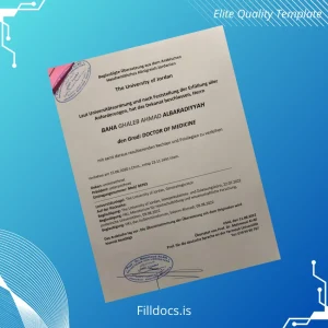 Fillable Jordan University of Jordan Doctor of Medicine Template Template Preview - FillDocs