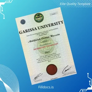 Fillable Kenya Garissa University Diploma in Information Technology Template Template Preview - FillDocs