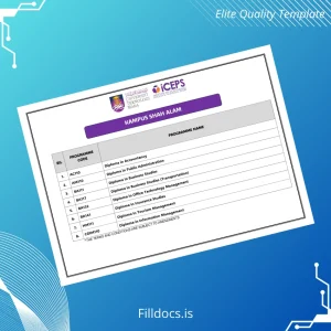 Fillable Malaysia Universiti Teknologi MARA Diploma in Halal Management Template Template Preview - FillDocs