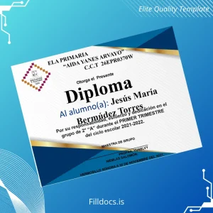 Fillable Mexico Aida Yanes Arvayo Primary School Diploma Template Preview - FillDocs