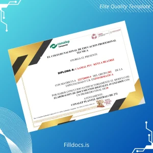 Fillable Mexico CONALEP Campeche Diploma in Advanced Digital Document Preparation Template Preview - FillDocs