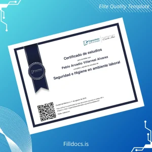 Fillable Mexico Capacitáte para el Empleo Certificate of Studies in Occupational Safety and Hygiene Template Template Preview - FillDocs