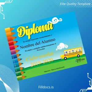 Fillable Mexico Diploma Preschool Certificate Template Template Preview - FillDocs