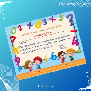 Fillable Mexico Diploma in Multiplication Skills Template Template Preview - FillDocs