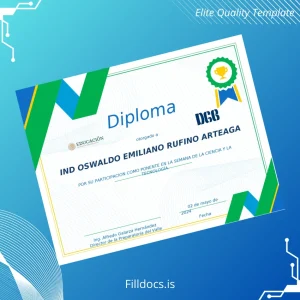 Fillable Mexico Diploma in Science and Technology Certificate Template Preview - FillDocs