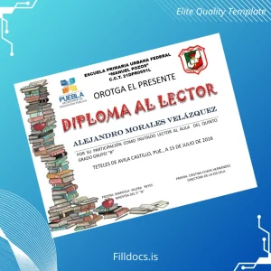 Fillable Mexico Escuela Primaria Urbana Federal Manuel Pozos Diploma al Lector Template Template Preview - FillDocs