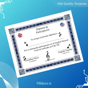 Fillable Mexico Fide XII School Participation Diploma Template Template Preview - FillDocs