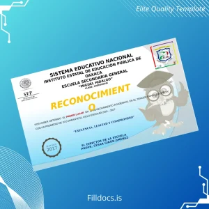 Fillable Mexico Instituto Estatal de Educación Pública de Oaxaca Recognition Certificate Template Preview - FillDocs