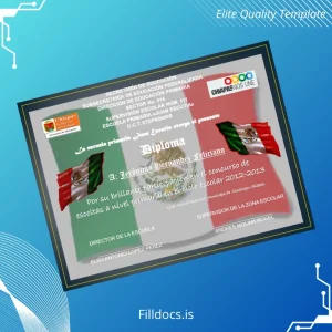 Fillable Mexico Juan Escutia Primary School Diploma in Recognition Template Preview - FillDocs