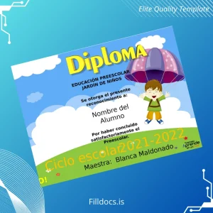 Fillable Mexico Kindergarten Diploma Template Template Preview - FillDocs