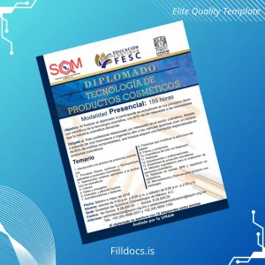 Fillable Mexico National Autonomous University Diploma in Cosmetic Technology Template Template Preview - FillDocs