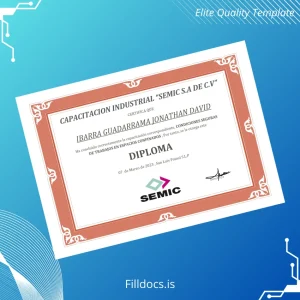 Fillable Mexico SEMIC S.A. de C.V. Diploma Template Preview - FillDocs