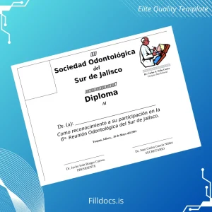 Fillable Mexico Sociedad Odontológica del Sur de Jalisco Diploma Template Template Preview - FillDocs