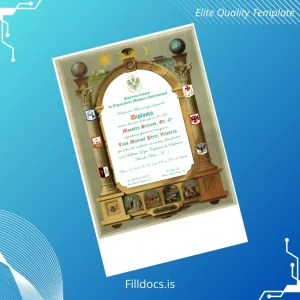 Fillable Mexico Supreme Council of International Masonic Organization Master Secret Degree 4 Certificate Template Preview - FillDocs