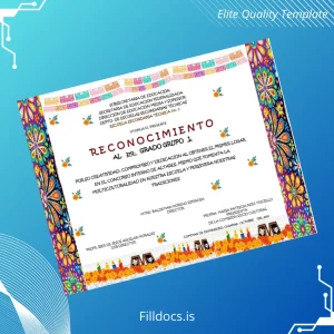 Fillable Mexico Technical Secondary School No. 5 Recognition Certificate Template Preview - FillDocs