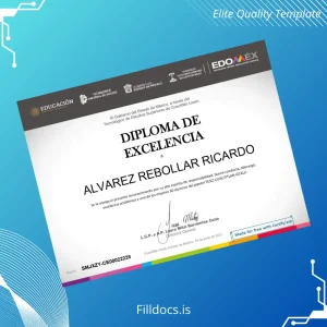 Fillable Mexico Tecnológico de Estudios Superiores de Cuautitlán Izcalli Excellence Diploma Template Preview - FillDocs