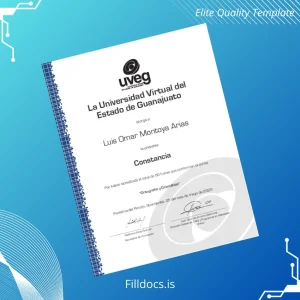 Fillable Mexico Universidad Virtual del Estado de Guanajuato Course Certificate in Ortography and Grammar Template Template Preview - FillDocs