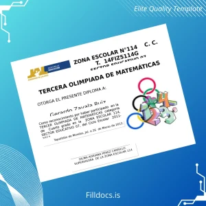 Fillable Mexico Zona Escolar 114 Diploma in Mathematics Template Template Preview - FillDocs