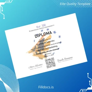 Fillable Netherlands European Open University Professional Diploma in International Marketing Template Template Preview - FillDocs