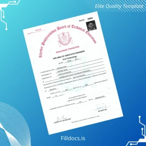 Fillable Pakistan Khyber Institute of Technology Peshawar Diploma of Associate Engineer Template Preview - FillDocs