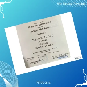 Fillable Panama Colegio Abel Bravo High School Diploma Template Preview - FillDocs