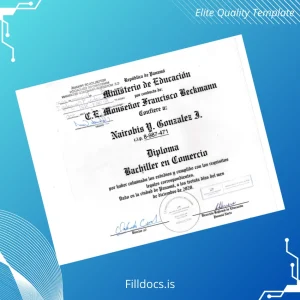 Fillable Panama Instituto de Educación High School Diploma Template Template Preview - FillDocs