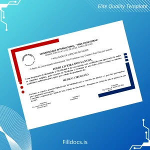 Fillable Paraguay Universidade Internacional Três Fronteiras Doctor of Medicine Diploma Template Preview - FillDocs