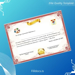 Fillable Peru Alfonso Ugarte Institution First Place Diploma Template Preview - FillDocs