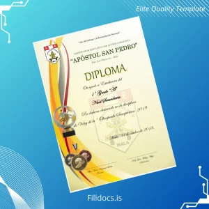 Fillable Peru Apóstol San Pedro Diploma in Volleyball Template Preview - FillDocs