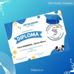 Fillable Peru CEP Salesiano Diploma Certificate Template Preview - FillDocs