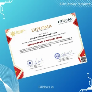 Fillable Peru CFOCAP Diploma of High Specialization in Criminal Law and Procedural Law Template Preview - FillDocs