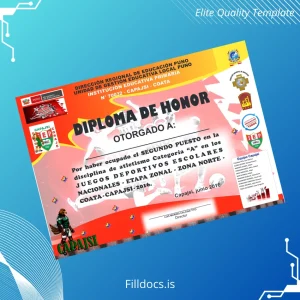 Fillable Peru Capajsi Coata Honor Diploma Template Preview - FillDocs