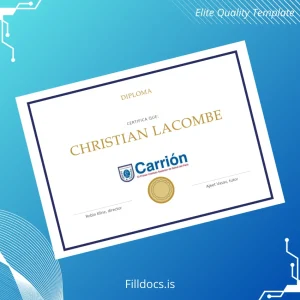 Fillable Peru Carrión Institute High School Diploma Template Template Preview - FillDocs