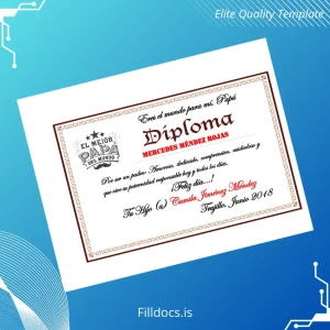 Fillable Peru Diploma for Father Certificate Template Preview - FillDocs