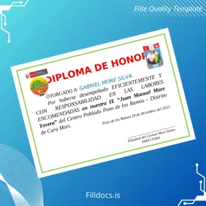 Fillable Peru Diploma of Honor Template Template Preview - FillDocs