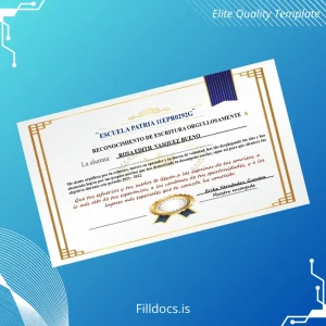 Fillable Peru Escuela Patria Academic Achievement Recognition Certificate Template Preview - FillDocs