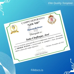 Fillable Peru Escuela _Real Mida_ Diploma of Honor Template Template Preview - FillDocs