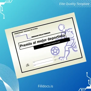 Fillable Peru Federation of Football Best Athlete Award Diploma Template Preview - FillDocs