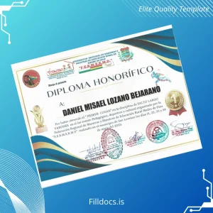 Fillable Peru Federation of Teachers and Rural Education of Madre de Dios Honorary Diploma Template Preview - FillDocs