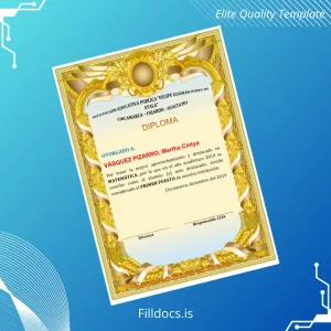 Fillable Peru Felipe Guaman Poma de Ayala High School Diploma Template Preview - FillDocs