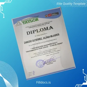 Fillable Peru Frederick Winslow Taylor Institute Diploma in Prevention Diagnosis and Treatment for COVID-19 Template Preview - FillDocs