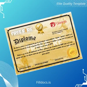Fillable Peru Free Fire Diploma Certificate Template Preview - FillDocs