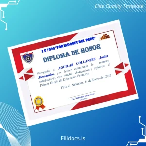 Fillable Peru I.E 7090 _Forjadores del Perú_ Honor Diploma Template Template Preview - FillDocs