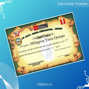 Fillable Peru I.E. 40875 Maria Auxiliadora Diploma in Primary Education Template Preview - FillDocs